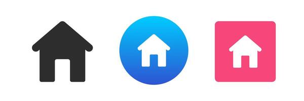 Home button homepage house building with roof entrance icon set flat illustration vector