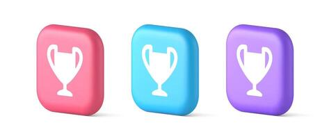 Cup trophy award best win achievement button first place game online connection 3d icon vector