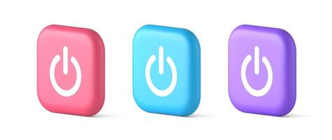 Shutdown turn on off button energy switch power start stop 3d realistic speech bubble icon vector