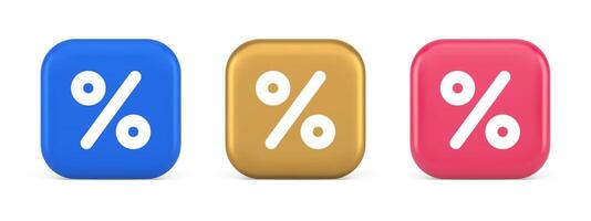 Percent button mathematical counting financial business investment 3d realistic icon vector