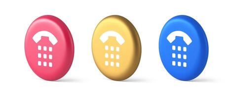 Phone call button application handset mobile contact communication 3d realistic isometric circle icon vector