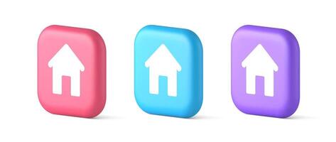 Home page button house web symbol cyberspace application interface 3d realistic icon vector