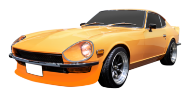 Orange retro Auto mit Weiß Lizenz Teller png