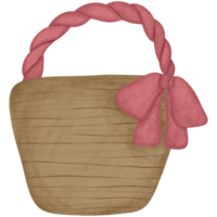 Illustration of a handbag with the handle wrapped in pink cloth png