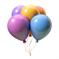 Vibrant 3d balloon cluster for joyful celebration decor, ideal for birthdays, events, and promotional graphics png