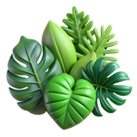 3d green leaf icon, nature-inspired design, eco-friendly app element, botanical digital decor for modern branding png