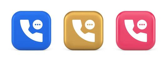 Phone consulting live chat emergency help assistance button web app design 3d realistic icon vector