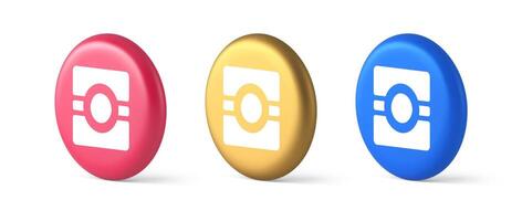 Camera photo application button multimedia photograph service 3d realistic isometric circle icon vector