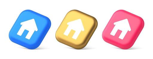 Home page button house web symbol cyberspace application interface 3d realistic isometric icon vector