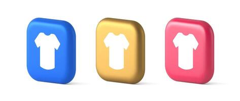 T shirt online shopping button internet order purchasing 3d realistic icon vector