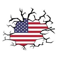 American Flag Design With Crack Shape vector