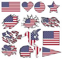 Set Of American Flag Design Bundles vector