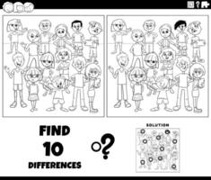 differences activity with cartoon children coloring page vector