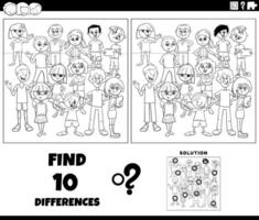 differences activity with cartoon children coloring page vector