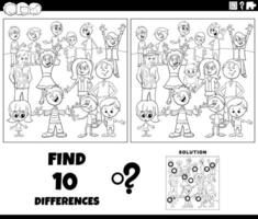 differences game with cartoon children coloring page vector