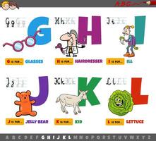 educational cartoon alphabet letters for children from G to L vector