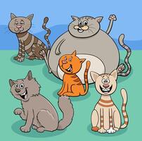 happy cartoon cats and kittens animal characters vector