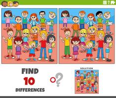 differences activity with happy cartoon children group vector