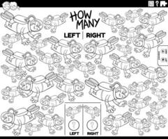 counting left and right pictures of cartoon spaceman coloring page vector