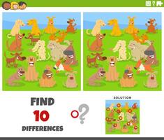 differences activity with cartoon dogs animals group vector