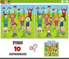 differences game with cartoon children characters group vector