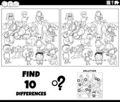 differences game with cartoon children coloring page vector