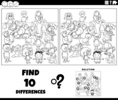 differences game with cartoon children coloring page vector