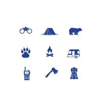 camping icons set vector