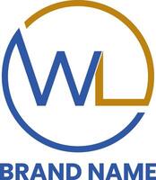 wl letra inicial con circulo logo diseño vector