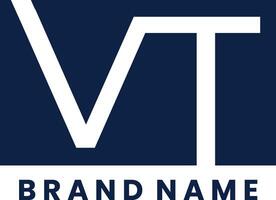VT letter modern logo with rectangle vector
