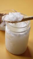 coconut oil in a container on table video