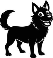 Black and white silhouette of a happy dog vector