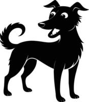 Black and white silhouette of a happy dog vector