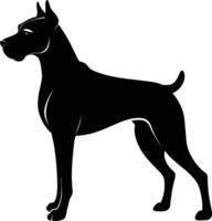 negro y blanco silueta de un Boxer perro en pie vector