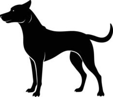 negro y blanco silueta de un caza perro en pie vector