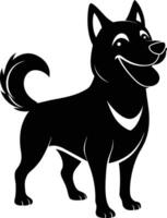 Black and white silhouette of a happy dog vector