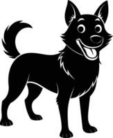 Black and white silhouette of a happy dog vector