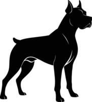 negro y blanco silueta de un Boxer perro en pie vector