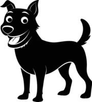 Black and white silhouette of a happy dog vector