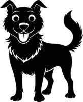 Black and white silhouette of a happy dog vector