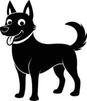 Black and white silhouette of a happy dog vector