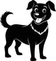 Black and white silhouette of a happy dog vector