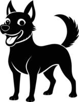 Black and white silhouette of a happy dog vector