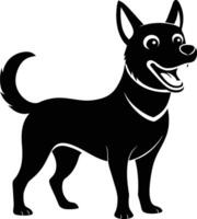 Black and white silhouette of a happy dog vector