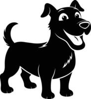 Black and white silhouette of a happy dog vector