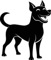 Black and white silhouette of a happy dog vector