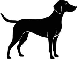 Black and white silhouette of a Hunting dog standing vector