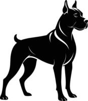 Black and white silhouette of a boxer dog standing vector