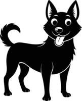 Black and white silhouette of a happy dog vector