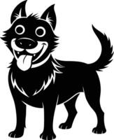 Black and white silhouette of a happy dog vector